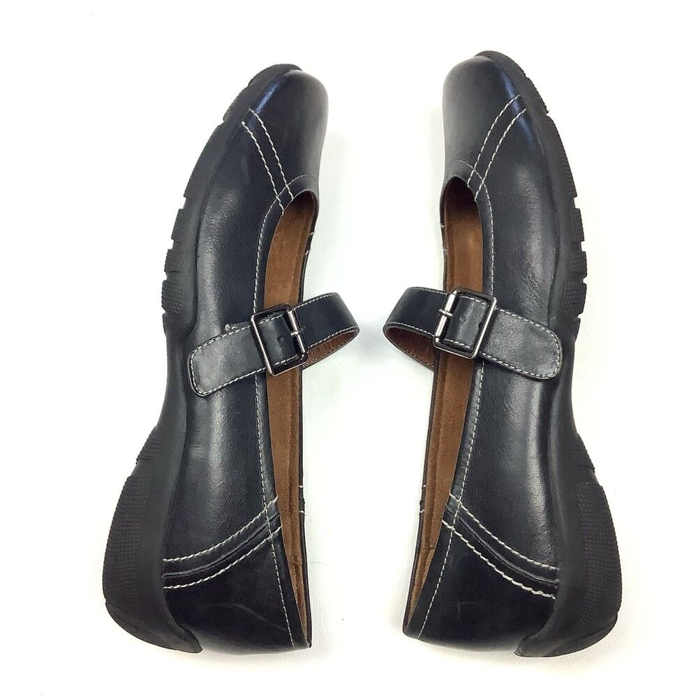Naturalizer Mary Jane Flats Women 8.5 Black Leather Comfort Shoes Dark Academia - Picture 5 of 12